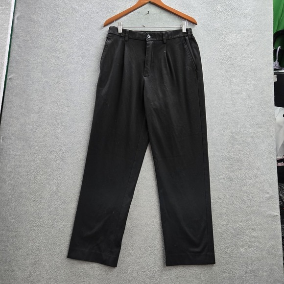 Uniqlo Pants - Uniqlo Men Pants M Black Dress Pleated Wide Leg 28" Inseam